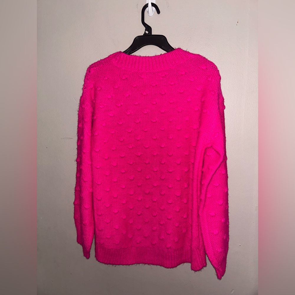 Lou & Grey Sweater - fuchsia pink oversized Pom textured crew neck - Picture 6 of 10